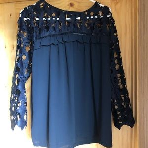 Loft navy lace blouse